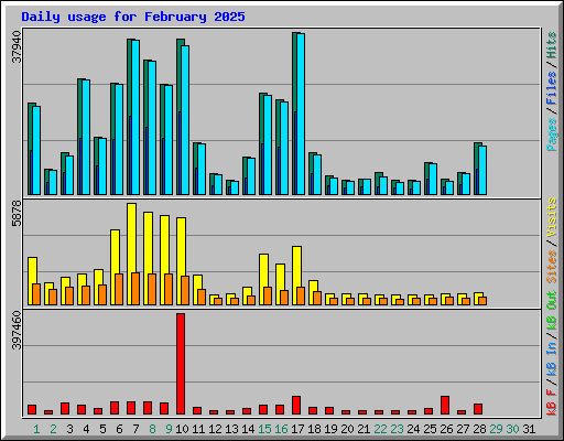 Daily usage for February 2025